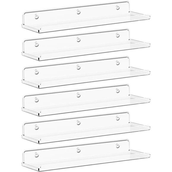 Floating Shelves for Wall, 6 Pack 15" Clear Acrylic Shelf Room Decor for Book - Picture 7 of 7